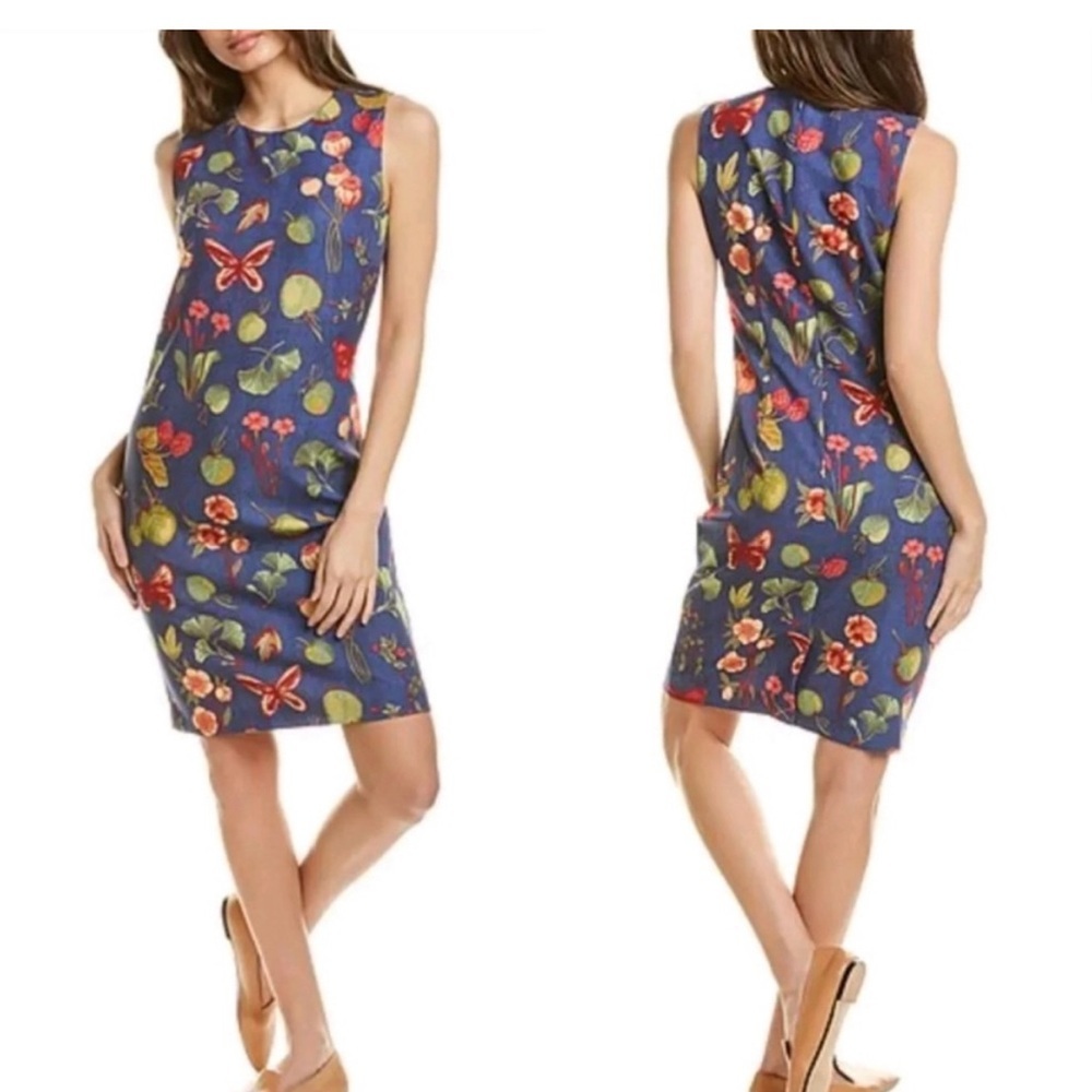 NWT J.McLaughlin Belinda Greenhouse Floral Butterfly Sheath Dress Size 10 2086